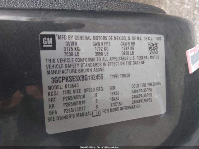 2011 CHEVROLET SILVERADO 1500 3GCPKSE3XBG182456 Photo 8