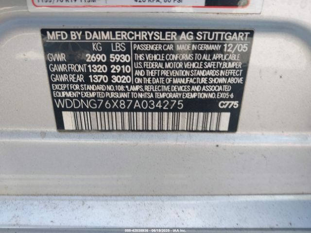 2007 MERCEDES-BENZ S 600 WDDNG76X87A034275 Photo 8