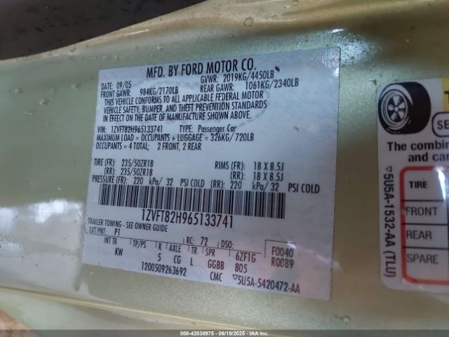 2006 FORD MUSTANG 1ZVFT82H965133741 Photo 8