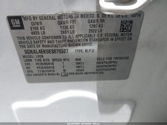 3GNAL4EK9ES670327 Chevrolet lea