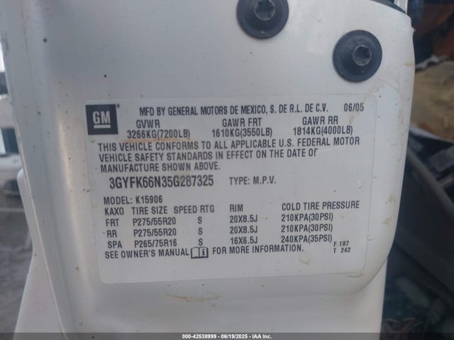 2005 CADILLAC ESCALADE ESV 3GYFK66N35G287325 Photo 8