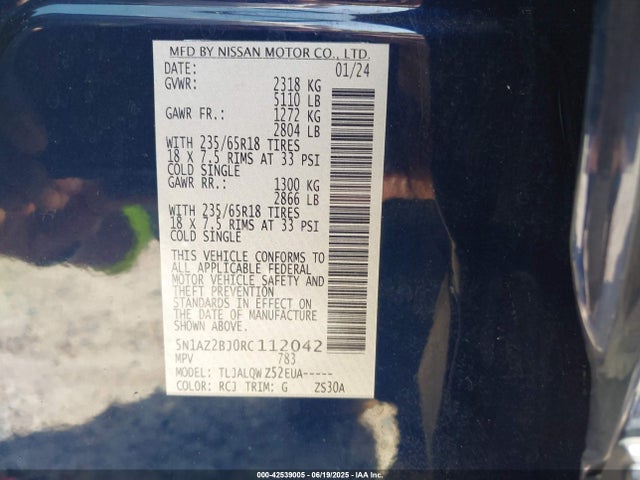 5N1AZ2BJ0RC112042 Nissan Murano