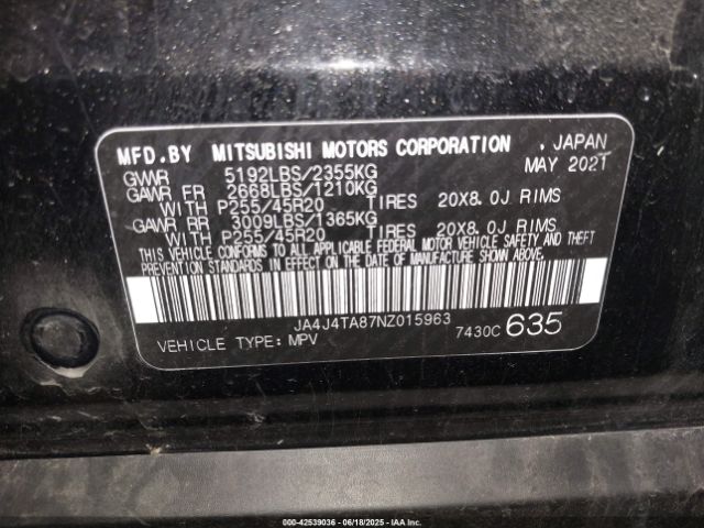 2022 MITSUBISHI OUTLANDER JA4J4TA87NZ015963 Photo 8