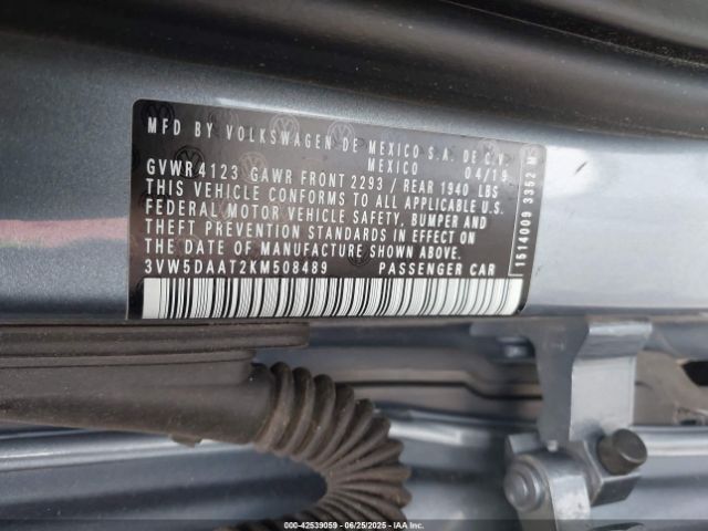 3VW5DAAT2KM508489 Volkswagen 2019