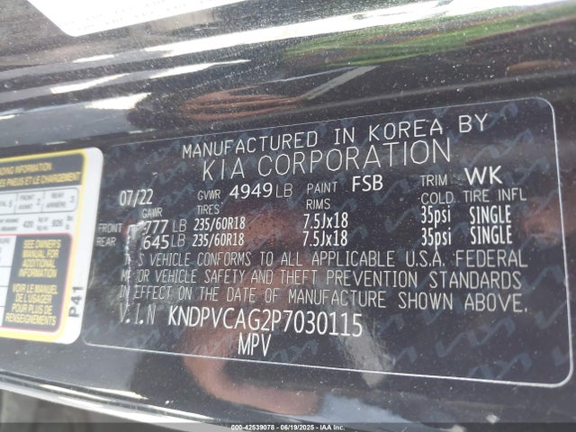 KNDPVCAG2P7030115 KIA t-gdi gamma ii