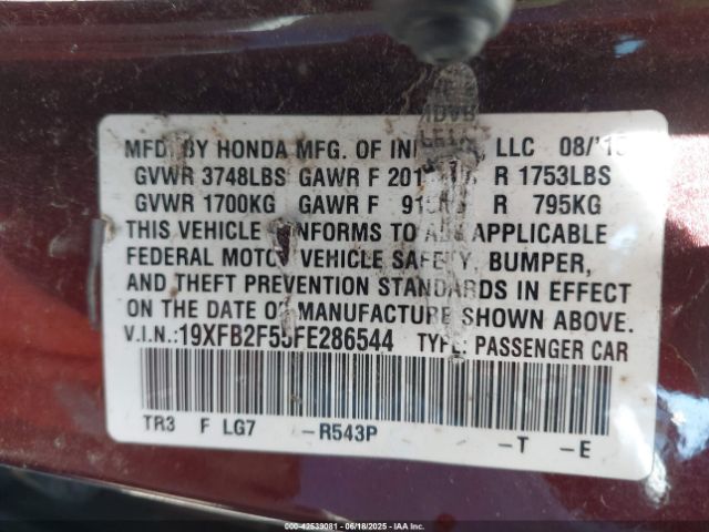 19XFB2F55FE286544 Honda r18z1