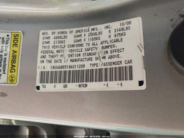 2009 ACURA TL 19UUA86519A011209 Photo 8