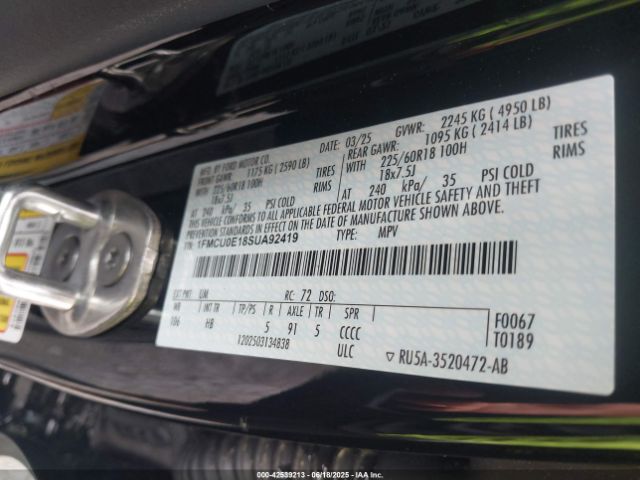 2025 FORD ESCAPE 1FMCU0E18SUA92419 Photo 8