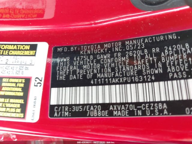 2023 TOYOTA CAMRY 4T1T11AKXPU163124 Photo 8