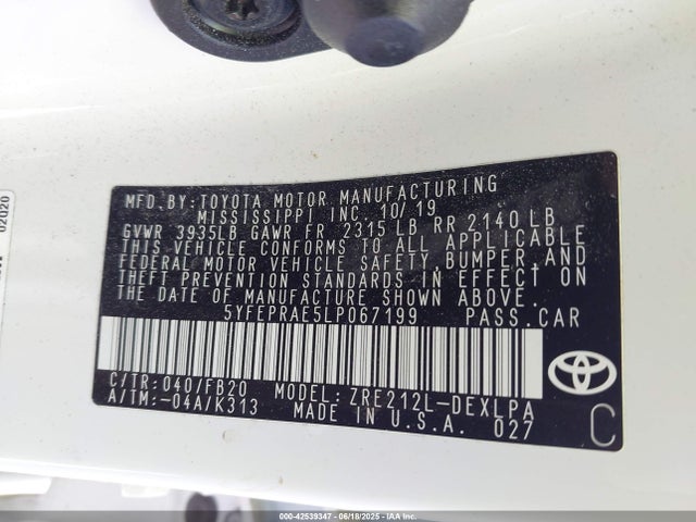 Toyota 2zr-fae 2020 5YFEPRAE5LP067199 Image 9