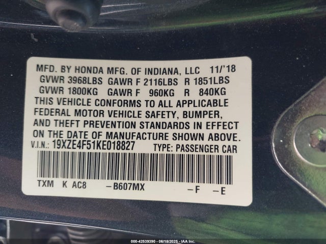 19XZE4F51KE018827 Honda leb6