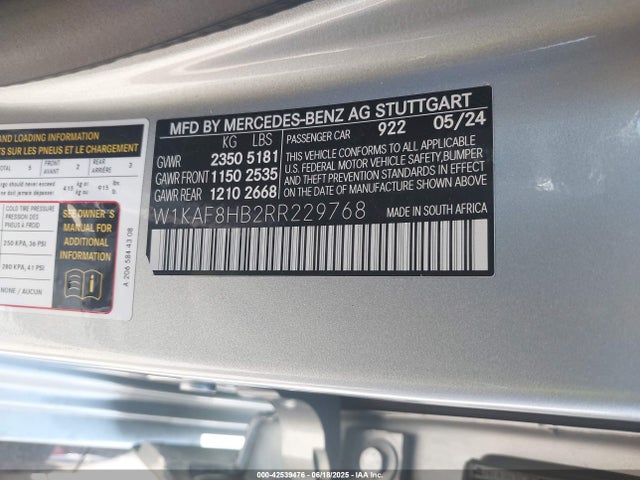 W1KAF8HB2RR229768 Mercedes-Benz m139