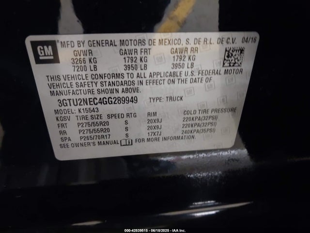 3GTU2NEC4GG289949 GMC l83 - sidi, vvt, afm, e85 max, aluminum