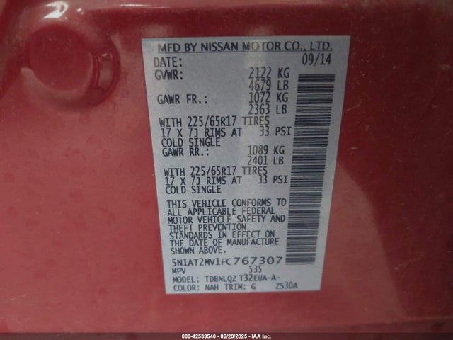 5N1AT2MV1FC767307 Nissan 2015