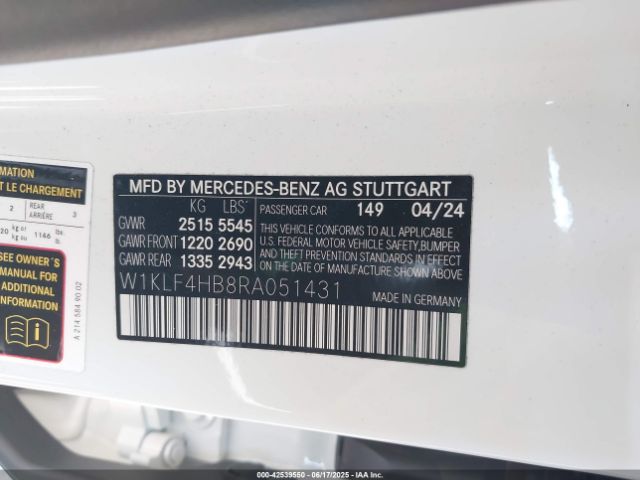 2024 MERCEDES-BENZ E 350 W1KLF4HB8RA051431 Photo 8