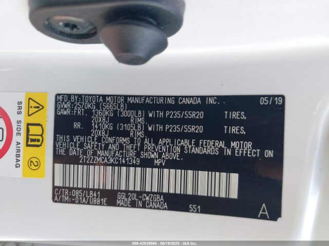 2019 LEXUS RX 350 2T2ZZMCA3KC141349 Photo 8