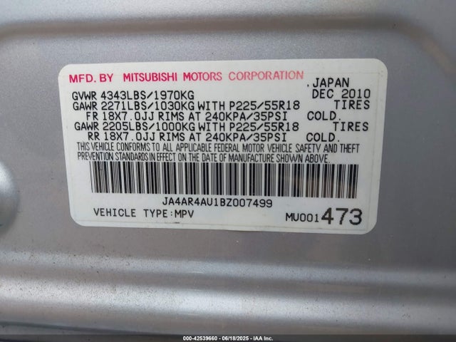 2011 MITSUBISHI OUTLANDER SPORT JA4AR4AU1BZ007499 Photo 8