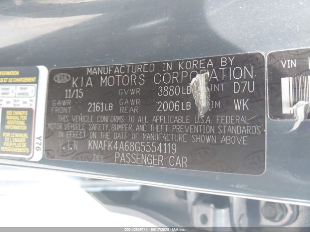 KNAFK4A68G5554119 KIA FORTE LX