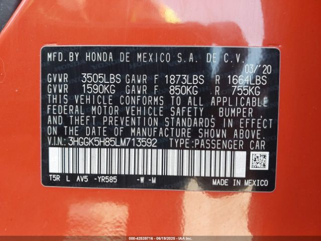 2020 HONDA FIT 3HGGK5H85LM713592 Photo 8