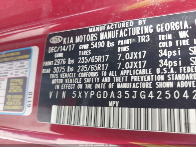 5XYPGDA35JG425042 KIA gdi theta-ii