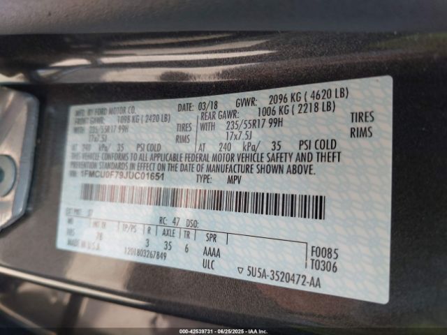 2018 FORD ESCAPE 1FMCU0F79JUC01651 Photo 8