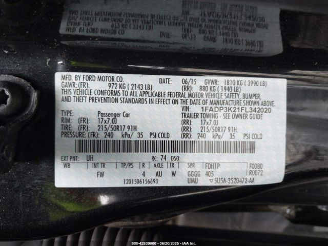 1FADP3K21FL342020 Ford 2015