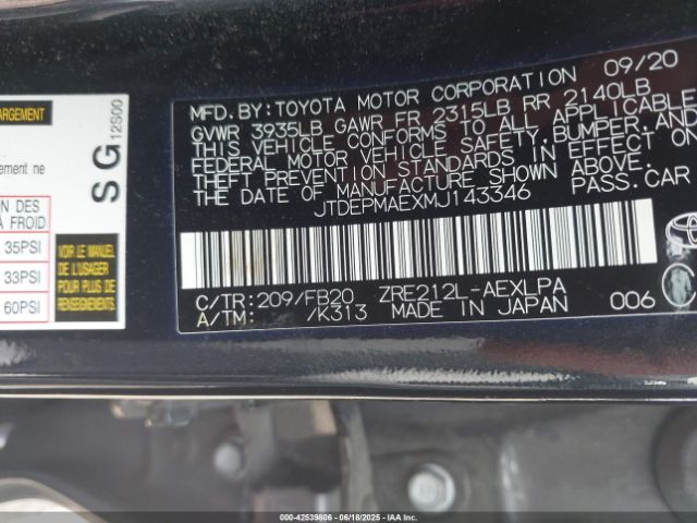 2021 TOYOTA COROLLA JTDEPMAEXMJ143346 Photo 8