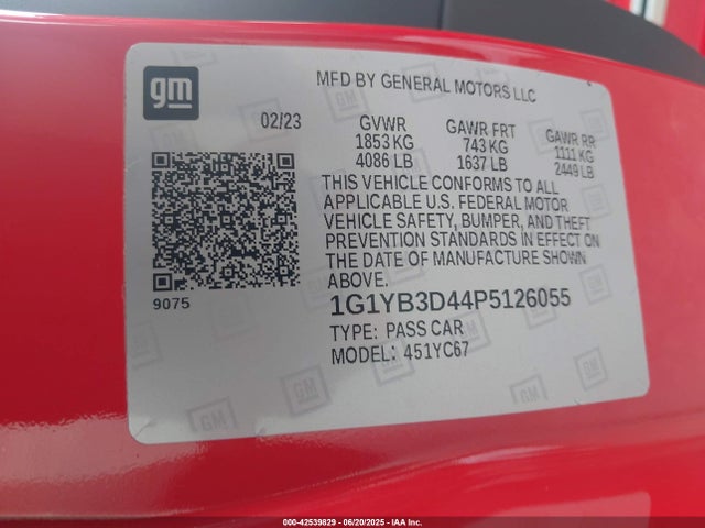 1G1YB3D44P5126055 Chevrolet lt2