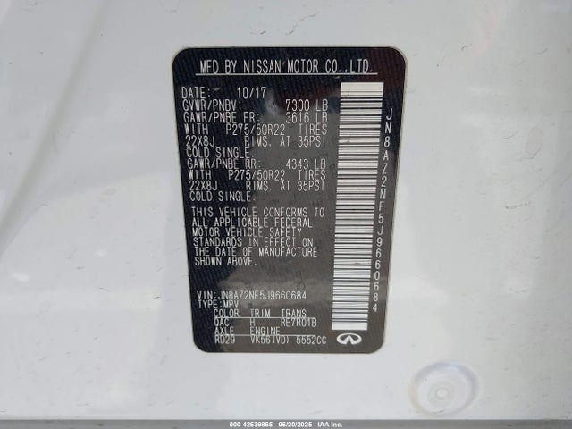 Infiniti 2018 2018 JN8AZ2NF5J9660684 Image 9