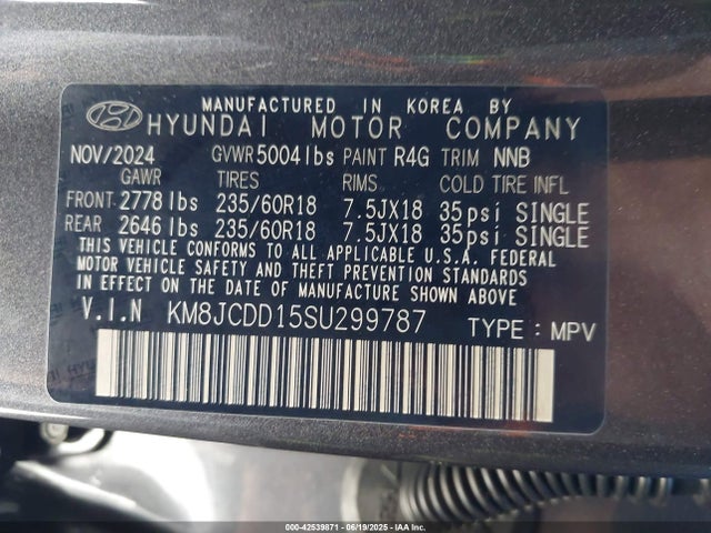 KM8JCDD15SU299787 Hyundai t-gdi gamma ii