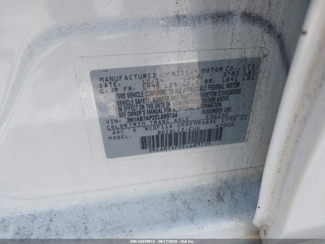 3N1AB7AP2EL689734 Nissan SENTRA S