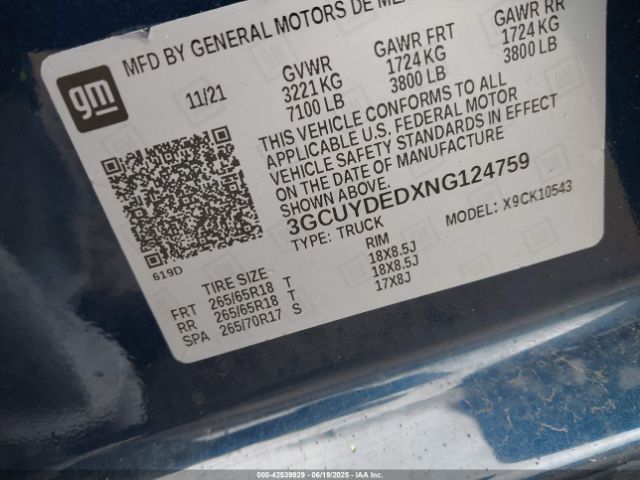 2022 CHEVROLET SILVERADO 1500 LTD 3GCUYDEDXNG124759 Photo 8