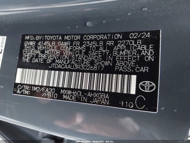 JTDACAAU3R3026817 Toyota m20a-fxs