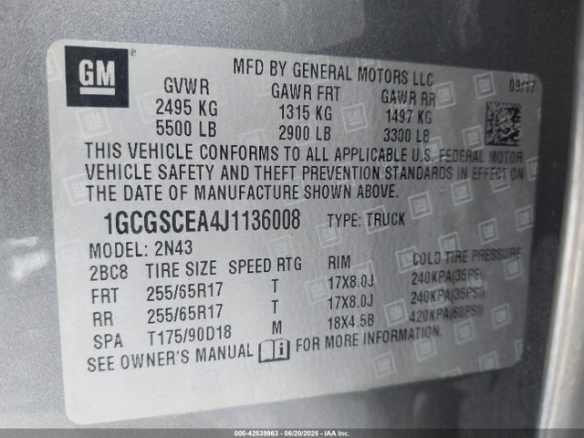 Chevrolet lcv - spark ignited direct injection, variable valve timing, dcvcp, e85 max, e0-e100, alum 2018 1GCGSCEA4J1136008 Image 9