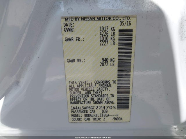 1N4AL3AP6GC224705 Nissan 2016