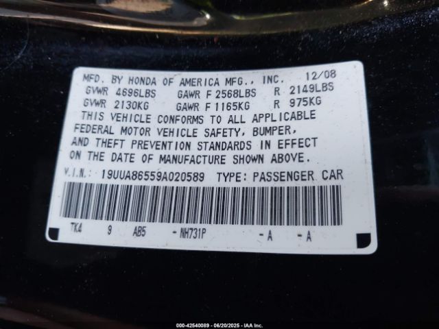 2009 ACURA TL 19UUA86559A020589 Photo 8