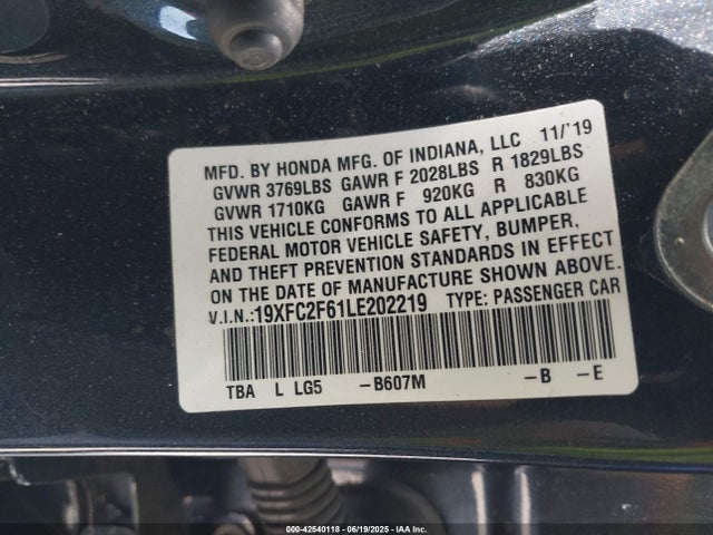 19XFC2F61LE202219 Honda k20c2
