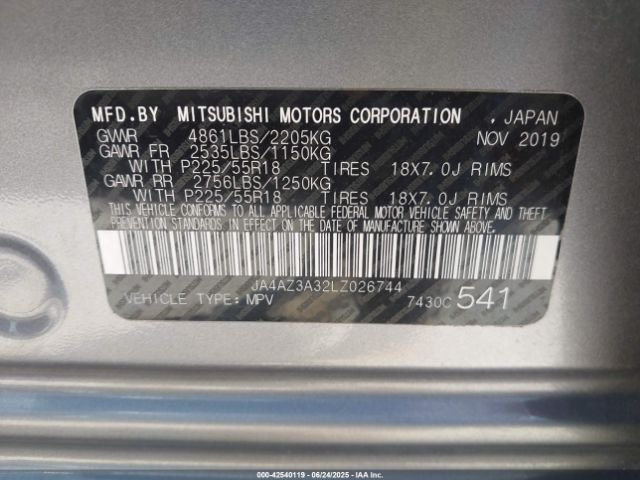 2020 MITSUBISHI OUTLANDER JA4AZ3A32LZ026744 Photo 8