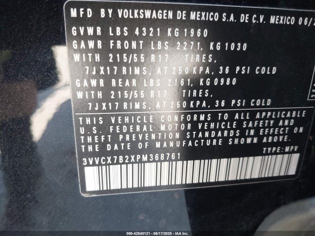 Volkswagen tsi 2023 3VVCX7B2XPM368761 Image 9