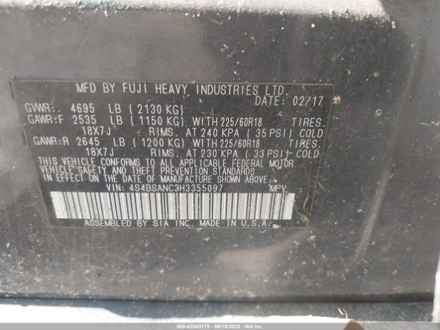 4S4BSANC3H3355097 Subaru u5