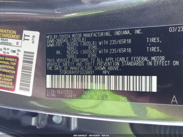Toyota t24a-fts 2023 5TDKDRAH5PS028891 Image 9
