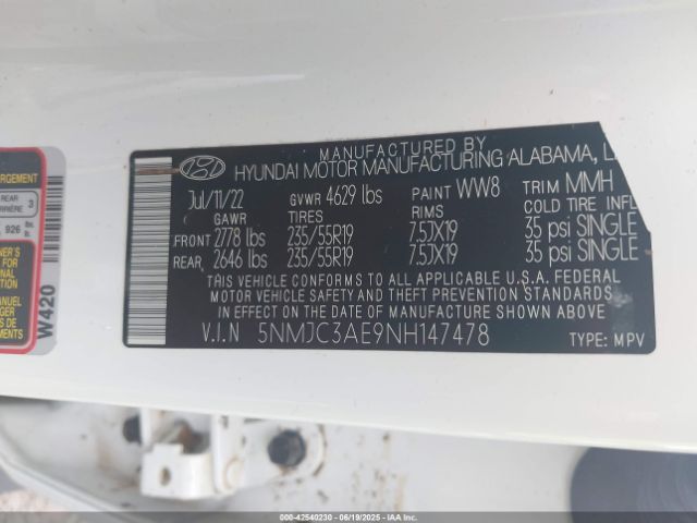 2022 HYUNDAI TUCSON 5NMJC3AE9NH147478 Photo 8