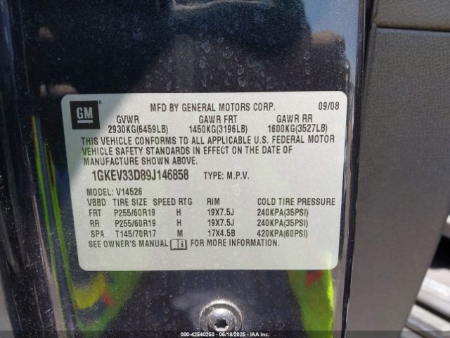 2009 GMC ACADIA 1GKEV33D89J146858 Photo 8