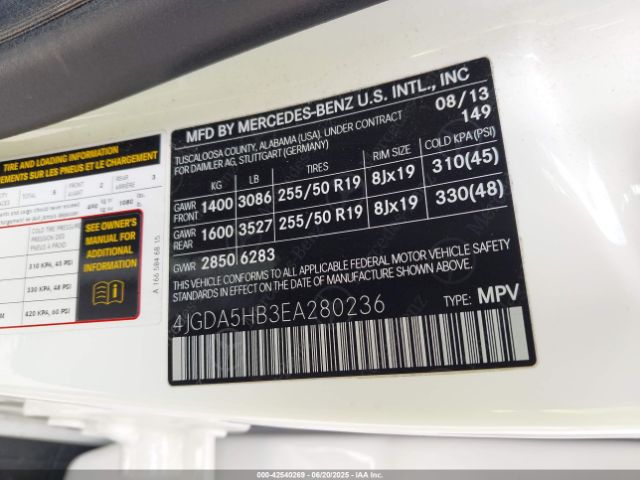 4JGDA5HB3EA280236 Mercedes-Benz Ml-Class