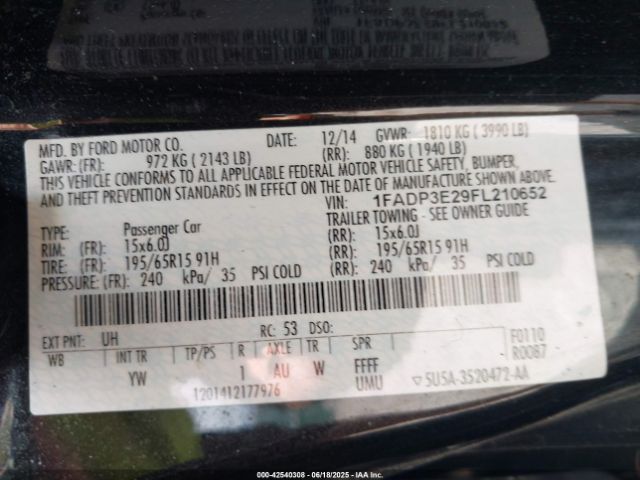 2015 FORD FOCUS 1FADP3E29FL210652 Photo 8