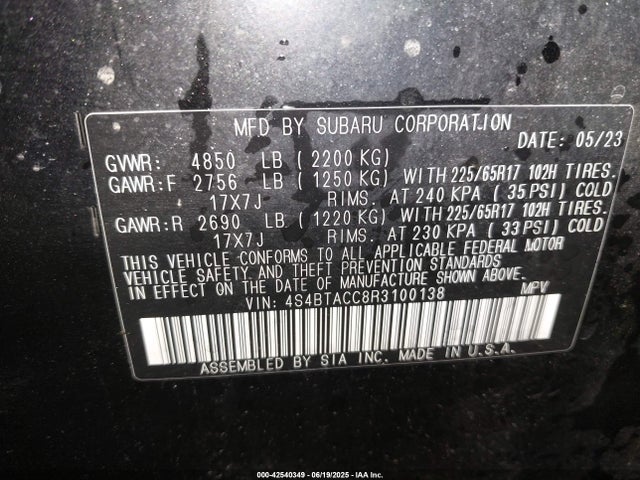 4S4BTACC8R3100138 Subaru na, u5