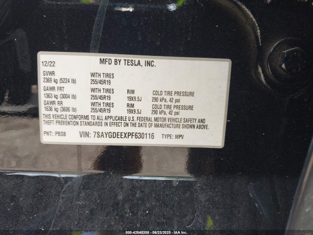 2023 TESLA MODEL Y 7SAYGDEEXPF630116 Photo 8