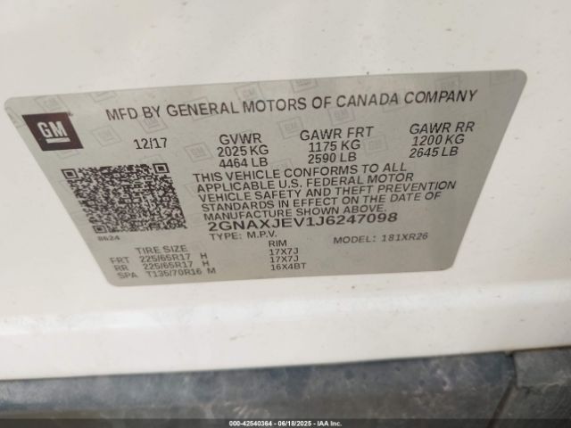 2018 CHEVROLET EQUINOX 2GNAXJEV1J6247098 Photo 8
