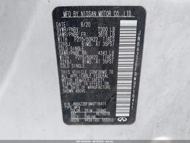 Infiniti 2021 2021 JN8AZ2BF9M9716411 Image 9