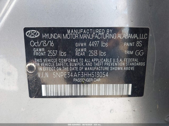 Hyundai 2017 2017 5NPE34AF3HH513054 Image 9
